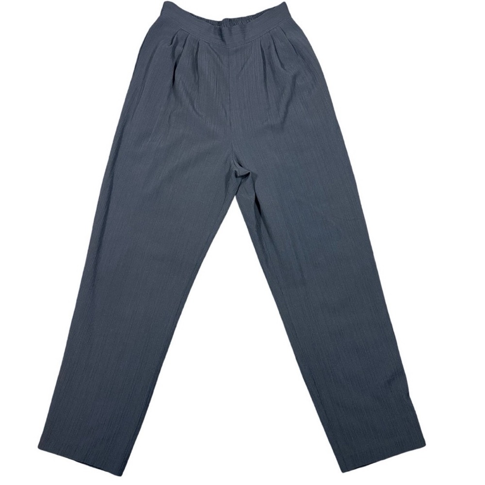 Ali Miles Gray Textured Pull-On Pants Elastic Waist Made in USA Size 10